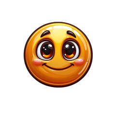 Fototapeta premium Happy Cartoon Emoticon with Bright Eyes and Cheeks Smiling Joyfully on a Transparent Background
