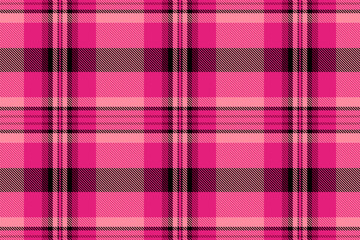 Rosa textile check tartan, tape pattern seamless fabric. Overlay plaid vector texture background in pink and red colors.