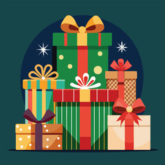 Vector illustration of a gift box with ribbon, perfect for holiday celebrations