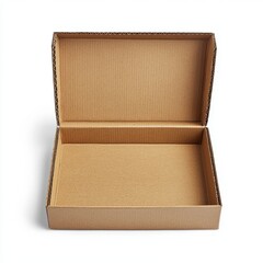 Open cardboard box isolated on white background