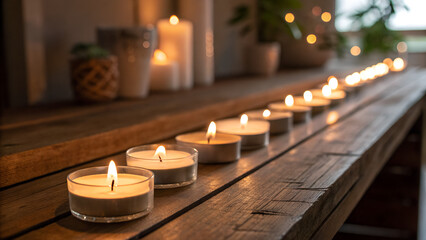 Serene Candlelit Table Setting at Dusk