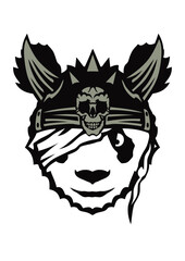 Fototapeta premium panda casque viking tete de mort 