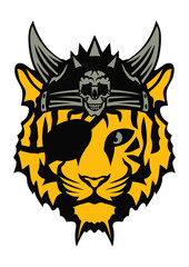Obraz premium tigre casque viking borgne tete de mort