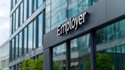 Obraz premium Modern Employer Office Building Exterior Sign Detail Shot