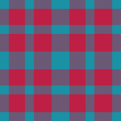 Deep teal blue Seamless Tartan with Deep rose red accents Fabric Design