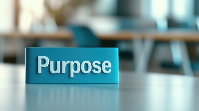 Teal Purpose Sign on Modern Office Desk Motivational Business Concept