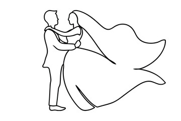Minimalist Line Art Of Bride And Groom Dancing Wedding Concept Celebration Of Love And Partnership Modern Design For Invitations And Graphics
