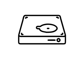 A cute icon with black line drawings, HDD icon, GB, storage and archiving.