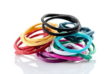 Stylish Hair Elastics White Isolated Scene
