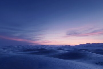 Obraz premium A landscape with rolling hills under a blue and pink sky at dusk with distant mountains visible