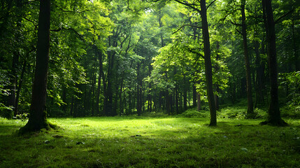 Obraz premium Sunlit Lush Forest Landscape