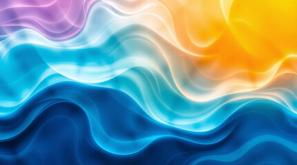 Fototapeta premium Vibrant, colorful, abstract, waves, fluid, dynamic, gradient, blue, yellow, orange, purple, swirling, motion, energy, bright, vivid, artistic, modern, digital art, background, texture, design, creativ