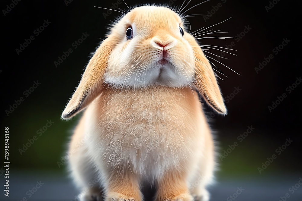 Aufkleber Adorable fluffy rabbit looking curiously at the camera with soft lighting in a natural setting : Generative AI