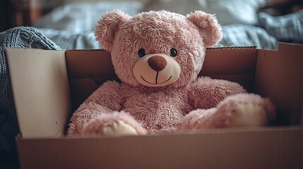 Teddy Bear in a Cardboard Box