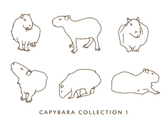 Capybara Outline Illustrations 1