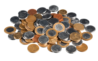 A vibrant pile of mixed Brazilian Real coins