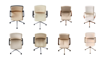 set of the Highly detailed top view of light office chair  on transparent background, for floor design;