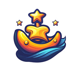 Colorful Star And Moon Icon With Gleaming Waves And Dreamy Elements In A Whimsical Fantasy Design Reflecting Magic And Adventure