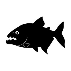 Fototapeta premium Piranha Fish Silhouette Vector Graphic