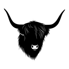 Highland Cow Silhouette Head - Black & White