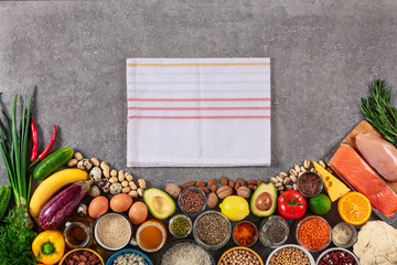 A set of products for normal nutrition of an adult. Products with a high content of vitamins and nutrients.