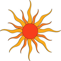 Retro Groovy Curvy Sun 70s