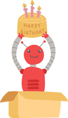 Robot Holding Birthday Cake