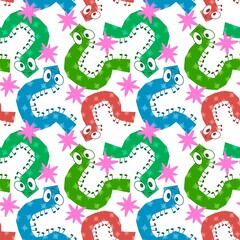 Fototapeta premium Kids seamless caterpillar cute pattern for fabrics and textiles and packaging and linens and wrapping paper