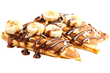 Delicious Waffles Topped with Bananas Chocolate and Coconut Sweet Treat Indulgence