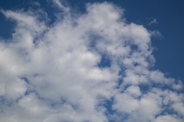 Blue sky with fluffy white clouds