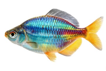 Fototapeta premium Radiant Colorful Fish White Background Solo 