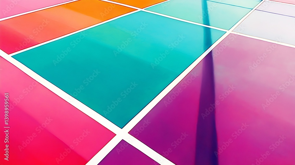 Aufkleber Vibrant Colorful Squares Forming a Beautiful Pattern of Shades on a Modern Surface : Generative AI