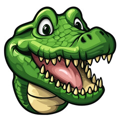 Obraz premium Playful Cartoon Dinosaur Head With a Big Smile and Open Mouth on a Transparent Background