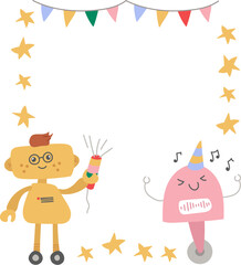 Robots Birthday Party Frame