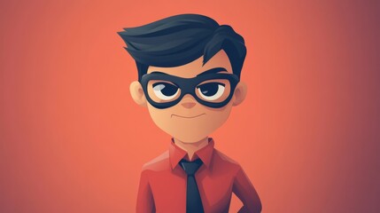 a young boy wearing a superhero mask and glasses, representing a playful and dynamic businessperson or hero.