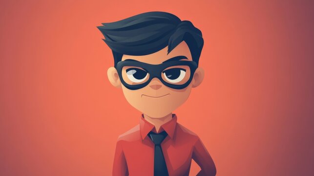 a young boy wearing a superhero mask and glasses, representing a playful and dynamic businessperson or hero.