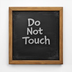 Fototapeta premium Do not touch text letter sign wooden board warning message information isolated white
