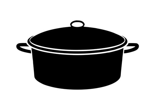 Cooking Pot Icon: A simple, yet versatile icon of a cooking pot with a lid and handles, perfect for culinary websites, recipe books, or kitchen-related applications.