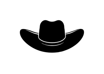Cowboy Hat Icon: A simple, elegant, and evocative silhouette of a classic cowboy hat, perfect for a wide range of uses and themes.