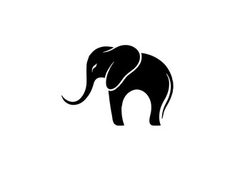 Obraz premium Elephant Icon: Simple black elephant, an image of strength, intelligence, and gentle giants in a minimalist artistic representation, suitable for various design purposes.