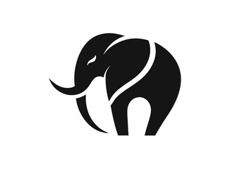 Obraz premium Elegant Elephant Silhouette: A minimalist and stylish graphic design showcasing a majestic elephant in a striking silhouette, perfect for branding, logo design, or creative projects.