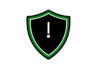 Alert Shield Symbol: A minimalist yet compelling shield icon features a bold exclamation point, set against a sleek backdrop, symbolizing an urgent warning, crucial protection, and resolute security.