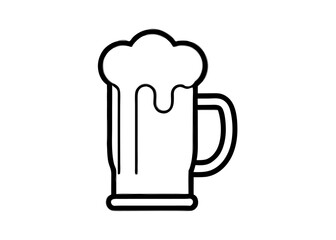 Beer Mug Illustration: A minimalistic illustration of a frothy beer in a classic mug, perfect for designs related to pubs, beverages, and leisure. 