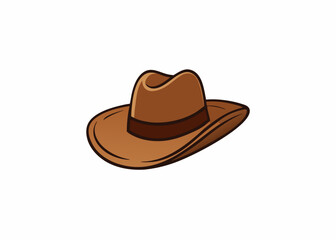 Western Charm: A detailed, flat design illustration of a classic cowboy hat, a symbol of the American West, tradition, and outdoor adventures.