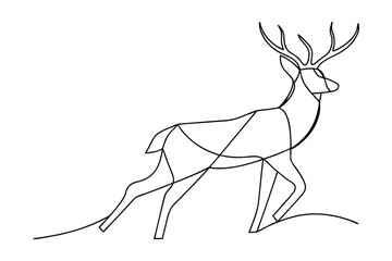 Abstract Deer Outline Vector Illustration Minimalist Geometric Design Stag Wildlife Animal Contour Drawing Antlers Line Art On White Background