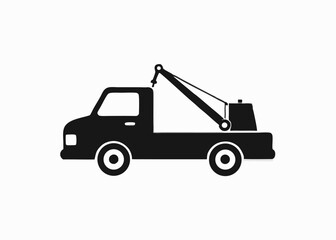 Towing Truck: A silhouette of a robust tow truck, rendered in striking detail against a stark backdrop, conveys a sense of readiness and service, perfect for themes of roadside assistance.