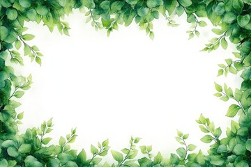 Naklejka premium Leaf Frame Green Vine Isolated on White Background Tropical Foliage