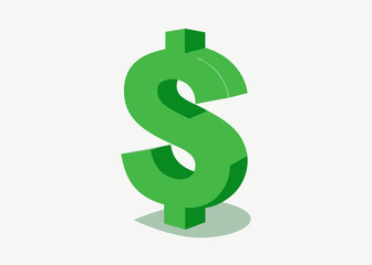 Financial Symbol in Green: A bold green dollar sign. symbolizing wealth, finance, and economic value