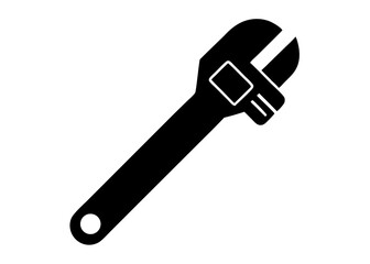 Black Adjustable Wrench: A high-contrast illustration of a robust adjustable wrench, symbolizing precision, mechanics, and the essential tools of craftsmanship.