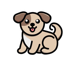 Cheerful Cartoon Dog Illustration with a Playful Pose on a White Background